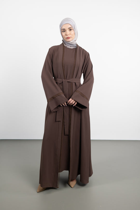 The Celeste Wrap Two-Piece  Abaya Set | Brown