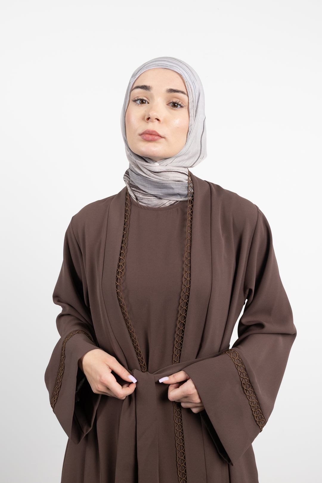 The Celeste Wrap Two-Piece  Abaya Set | Brown