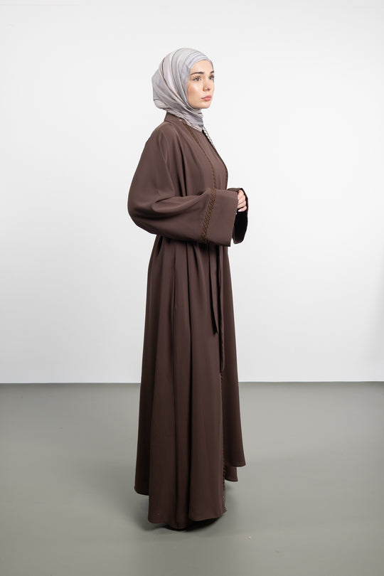 The Celeste Wrap Two-Piece  Abaya Set | Brown
