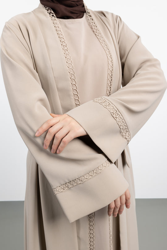 The Celeste Wrap Two-Piece  Abaya Set | Beige