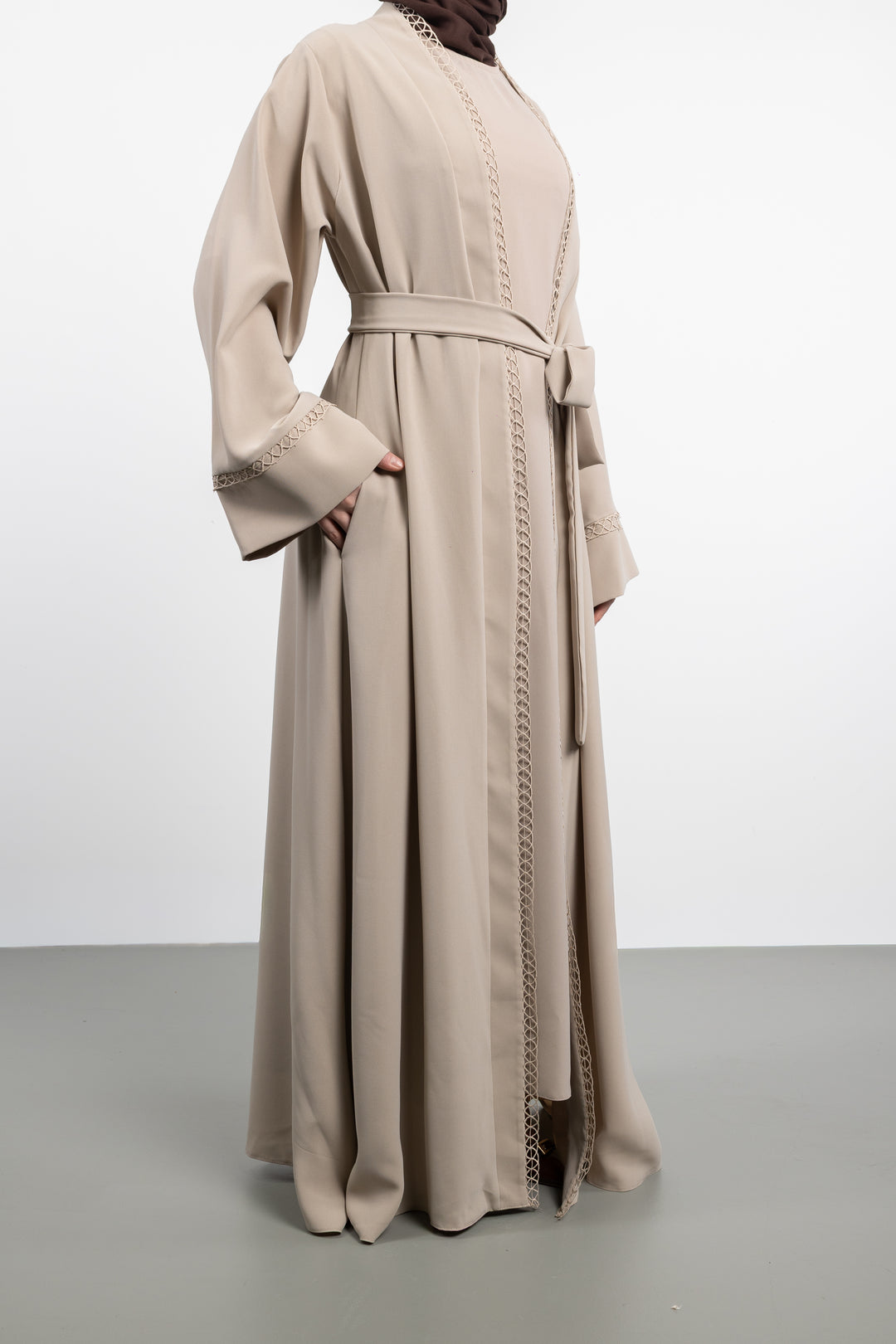 The Celeste Wrap Two-Piece  Abaya Set | Beige