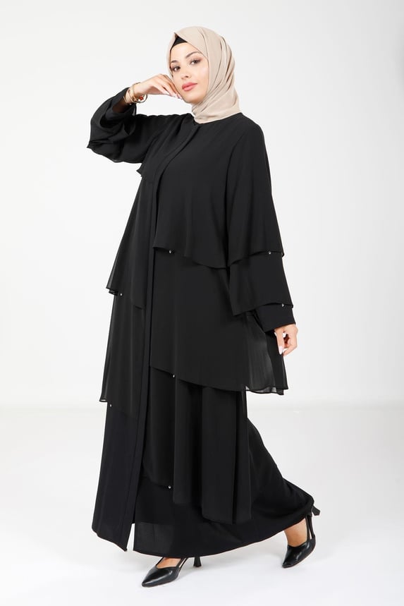 Black Layered Abaya