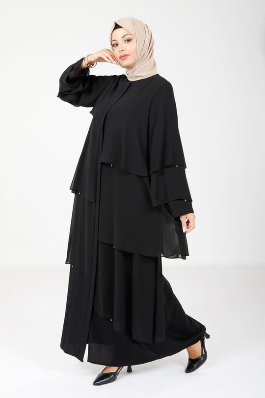 Black Layered Abaya