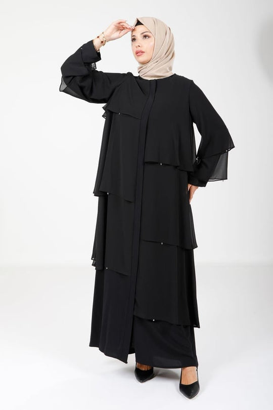 Black Layered Abaya