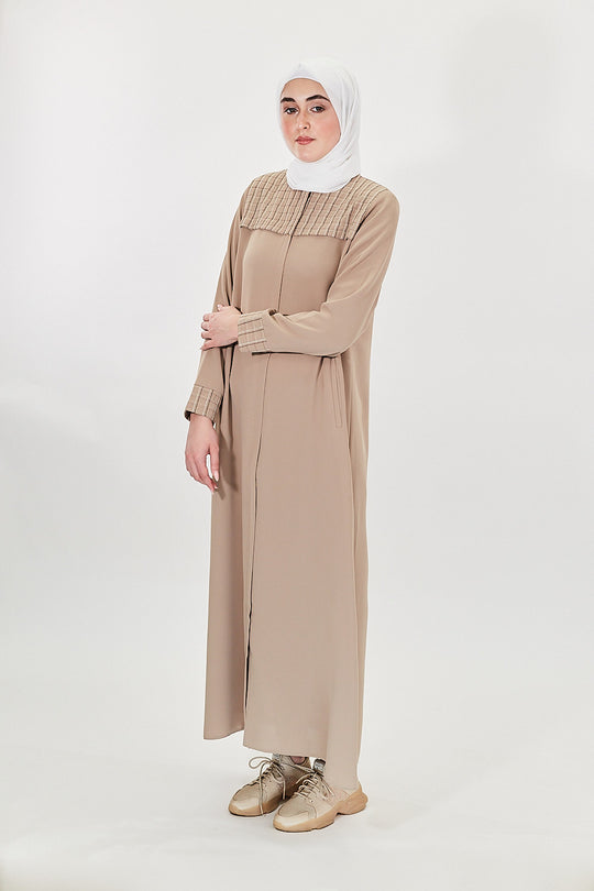 Taupe Textured Modest Turkish Jilbab
