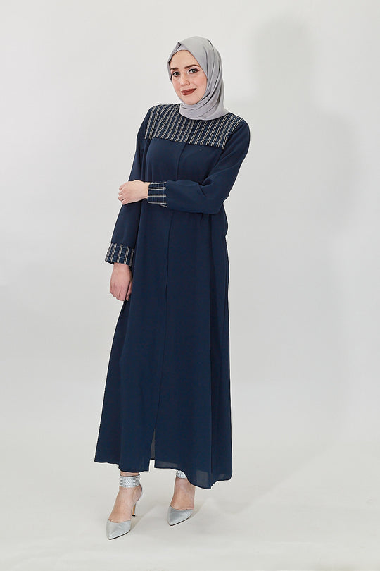 Urban Textured Modest Turkish Jilbab | Dark Blue 