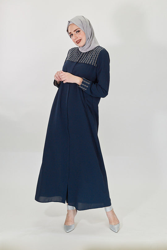 Urban Textured Modest Turkish Jilbab | Dark Blue 