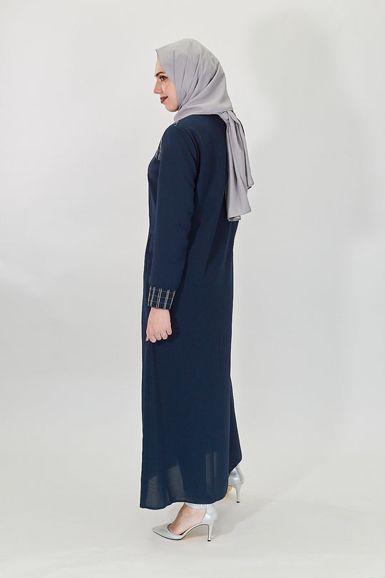 Urban Textured Modest Turkish Jilbab | Dark Blue 