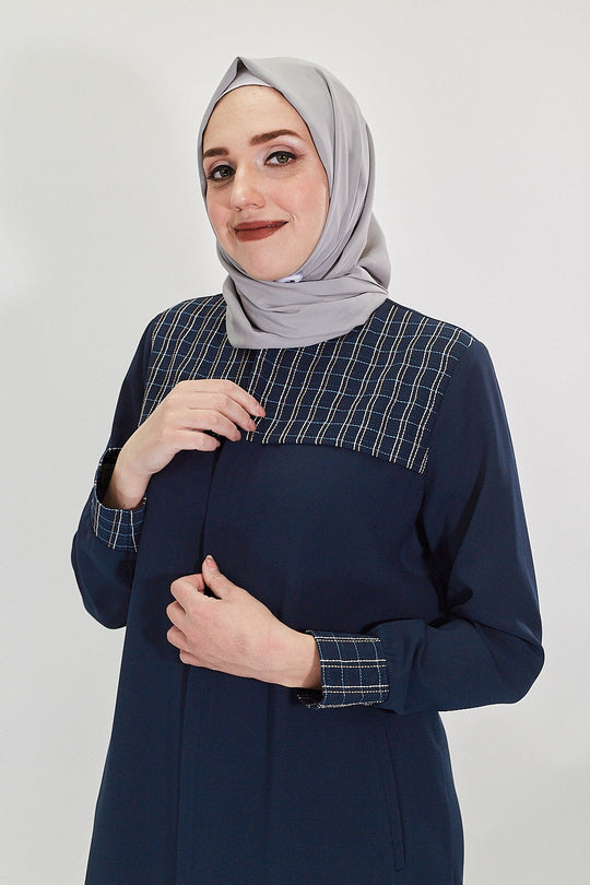 Urban Textured Modest Turkish Jilbab | Dark Blue 