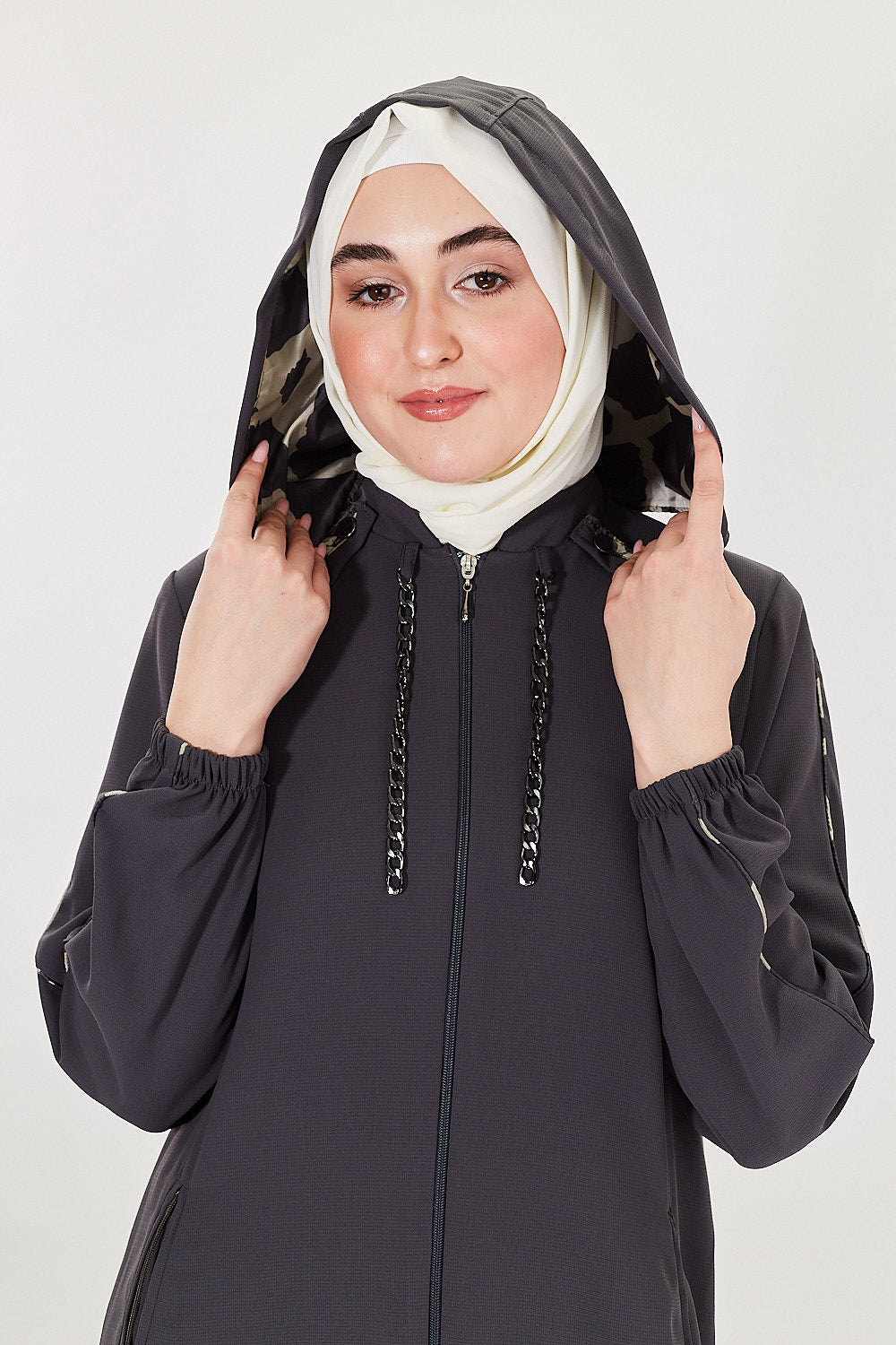 Elegance Cascade Modest Turkish Jilbab | Grey