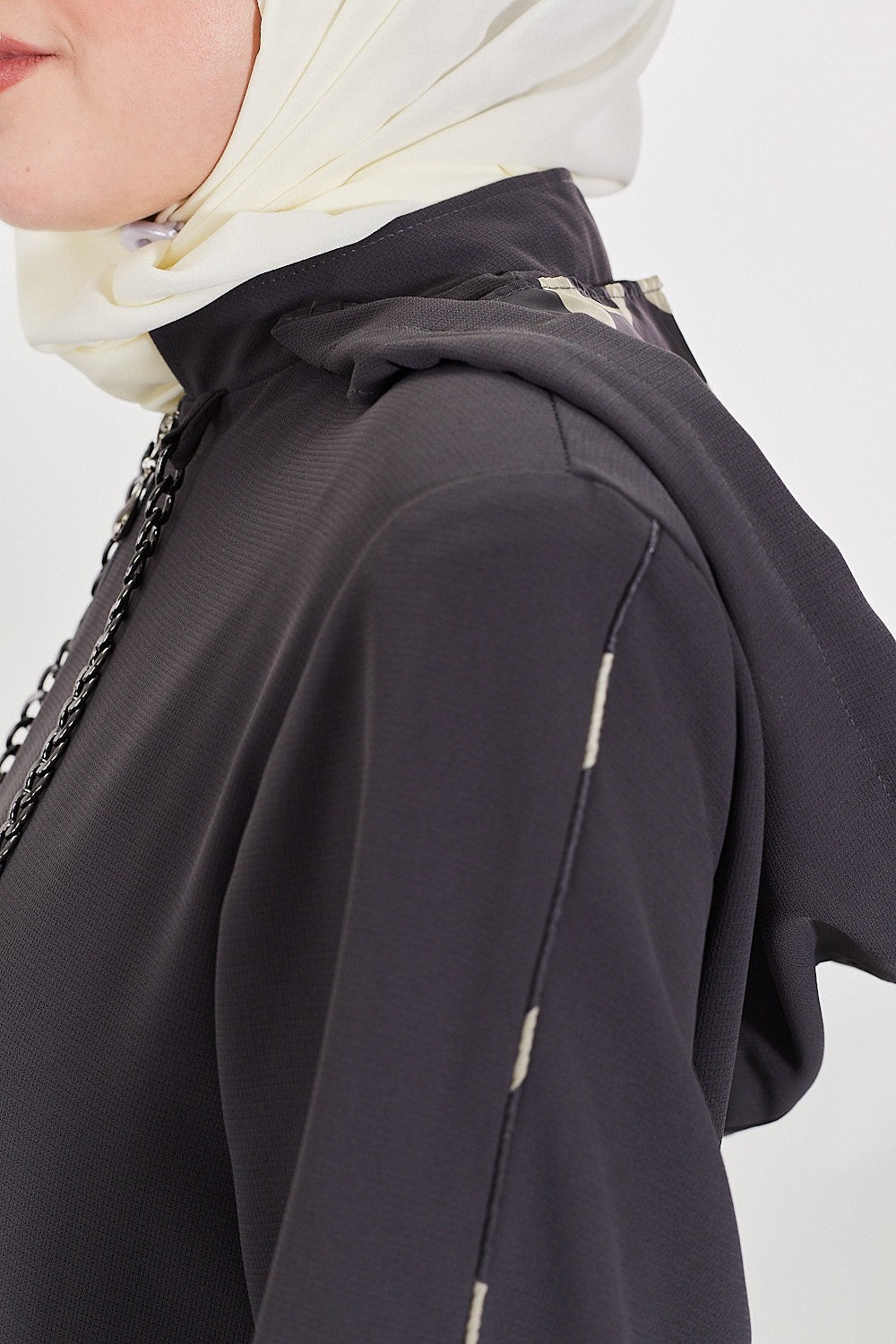 Elegance Cascade Modest Turkish Jilbab | Grey