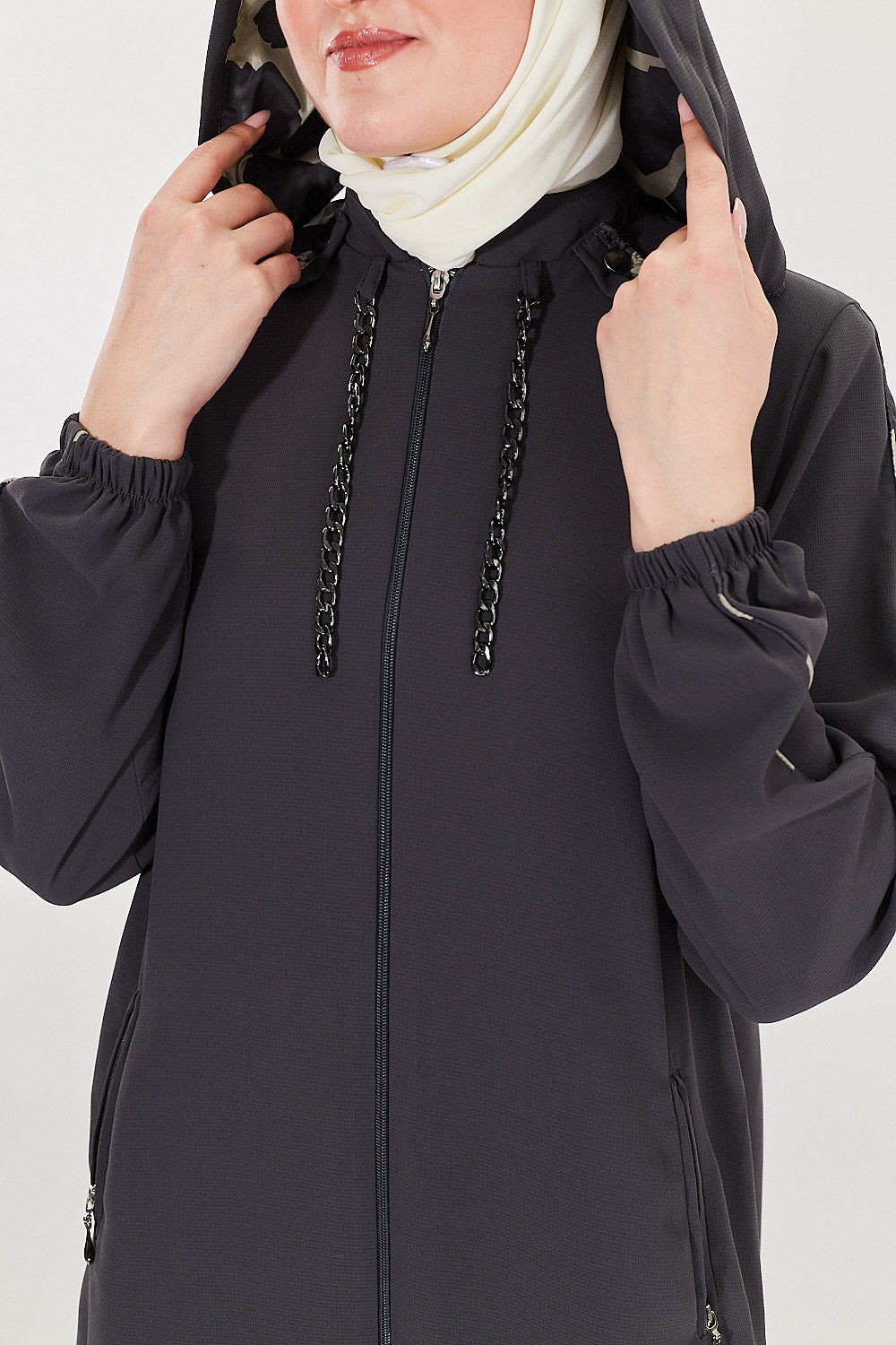 Elegance Cascade Modest Turkish Jilbab | Grey