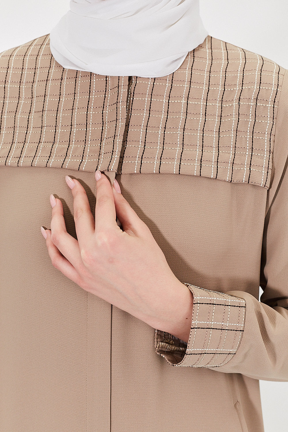 Taupe Textured Modest Turkish Jilbab