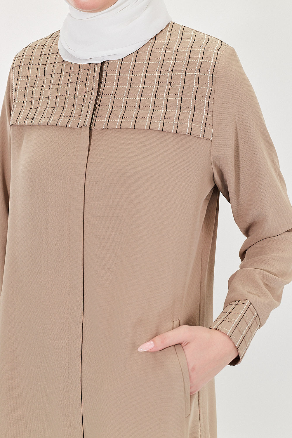 Taupe Textured Modest Turkish Jilbab
