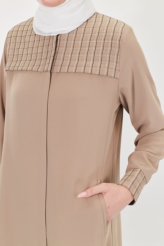 Taupe Textured Modest Turkish Jilbab