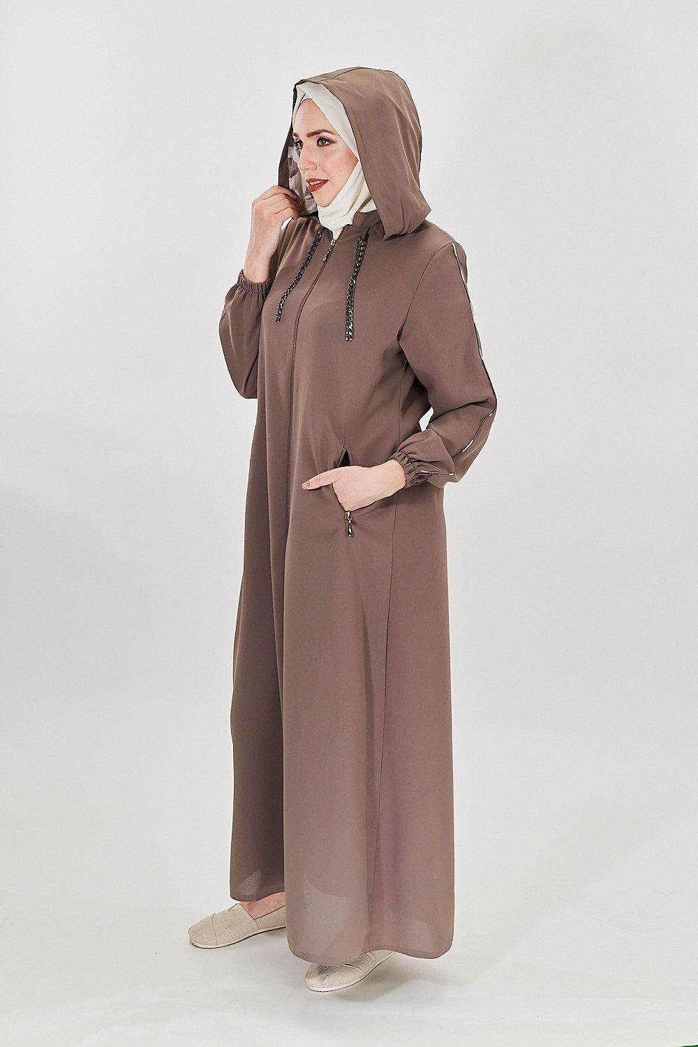 Elegance Cascade Modest Turkish Jilbab | Mocha