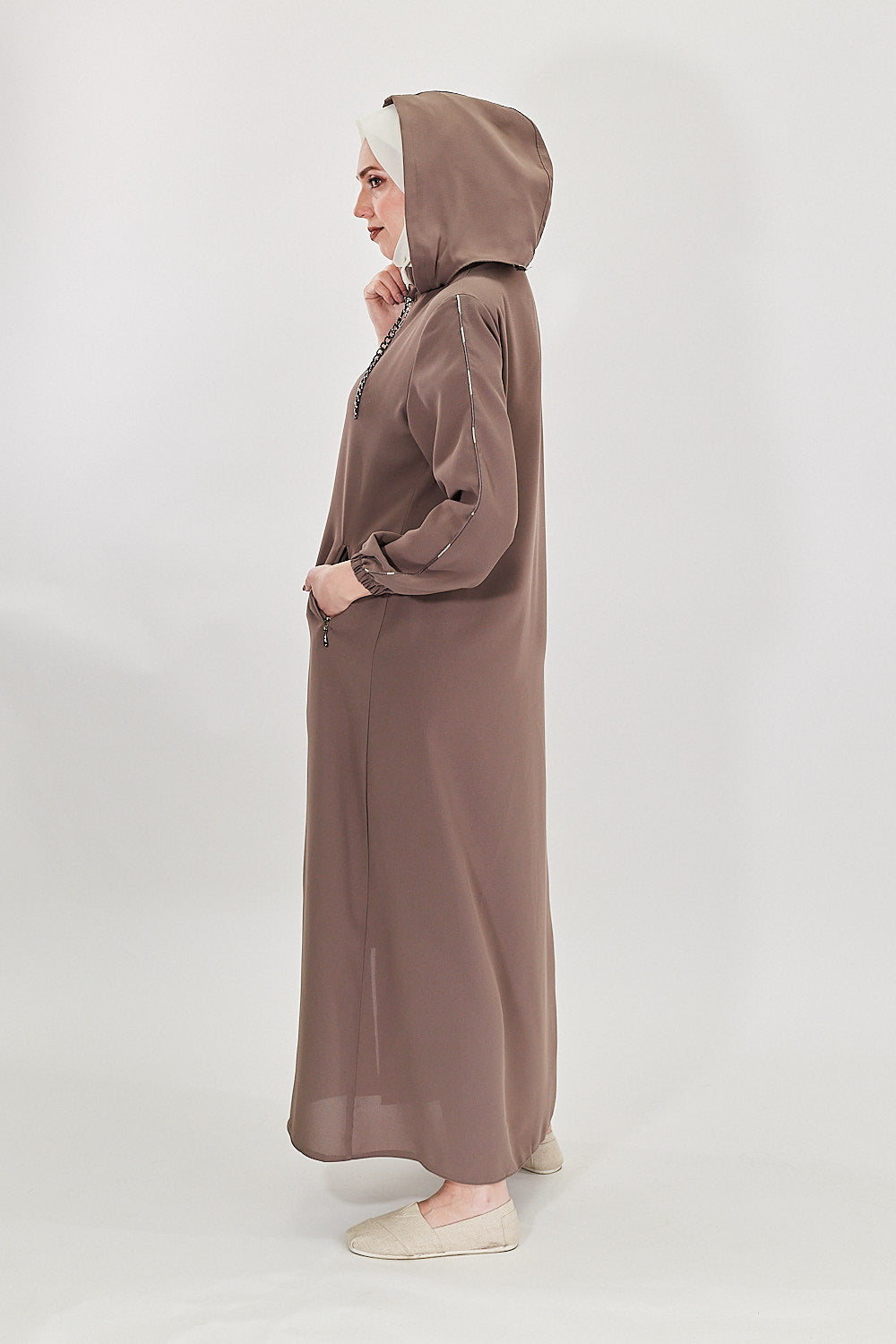 Elegance Cascade Modest Turkish Jilbab | Mocha