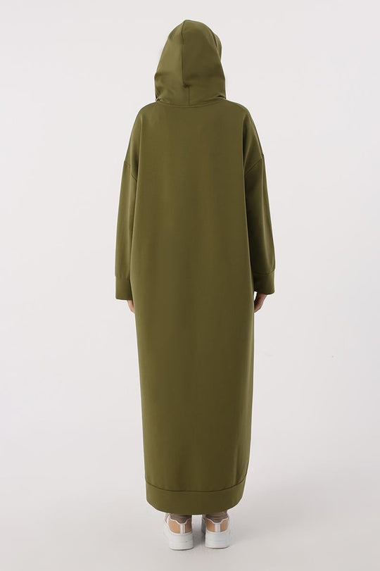 Sara Modest Hooded Chic Maxi Dress | Dark Green