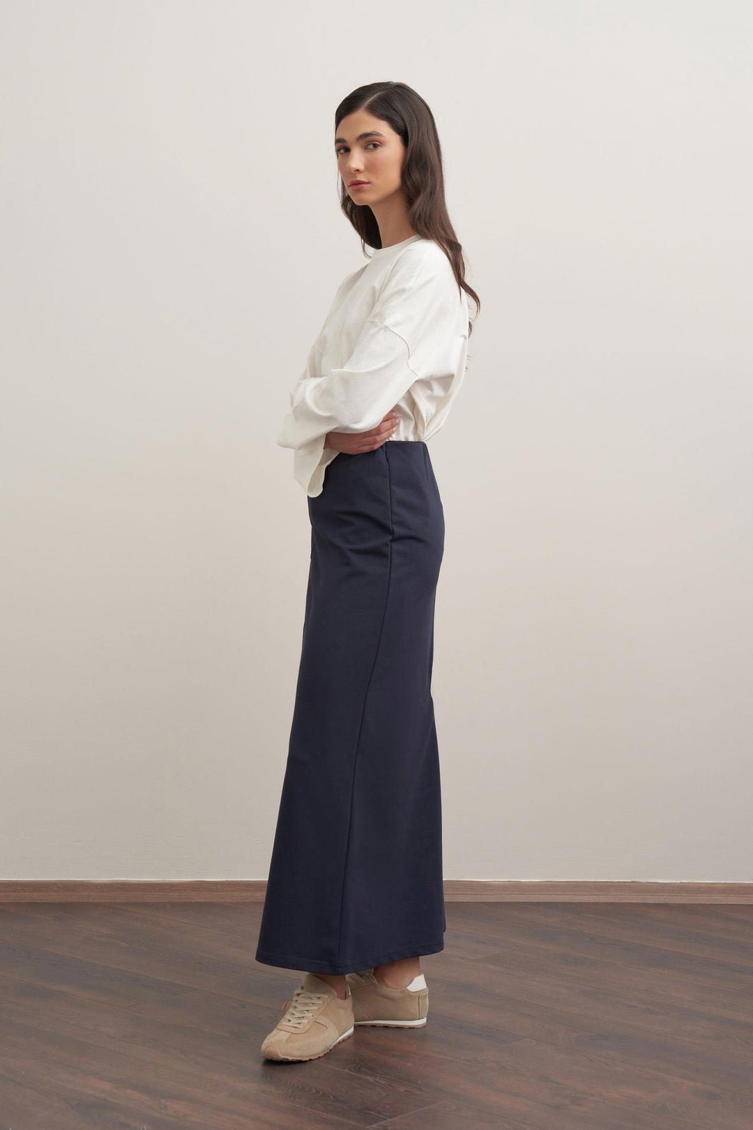 Veronica Maxi Modest Skirt | Navy