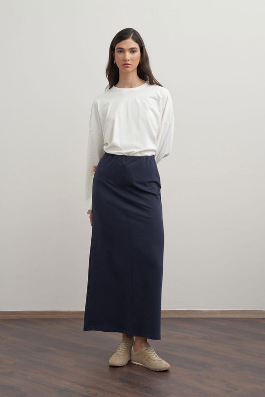 Veronica Maxi Modest Skirt | Navy