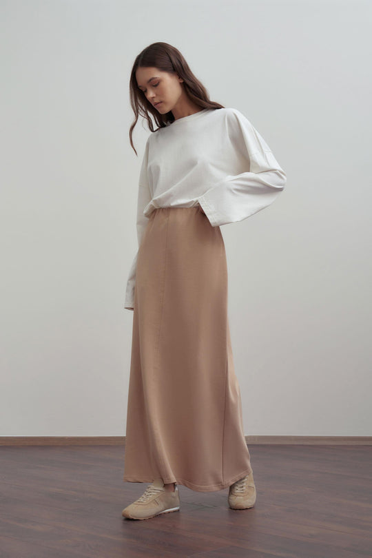 Veronica Maxi Modest Skirt | Beige