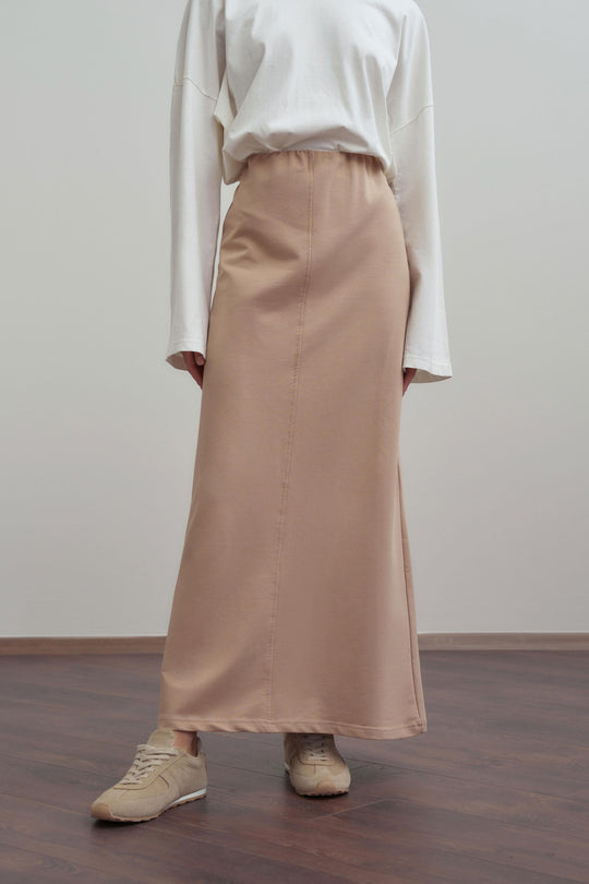 Veronica Maxi Modest Skirt | Beige
