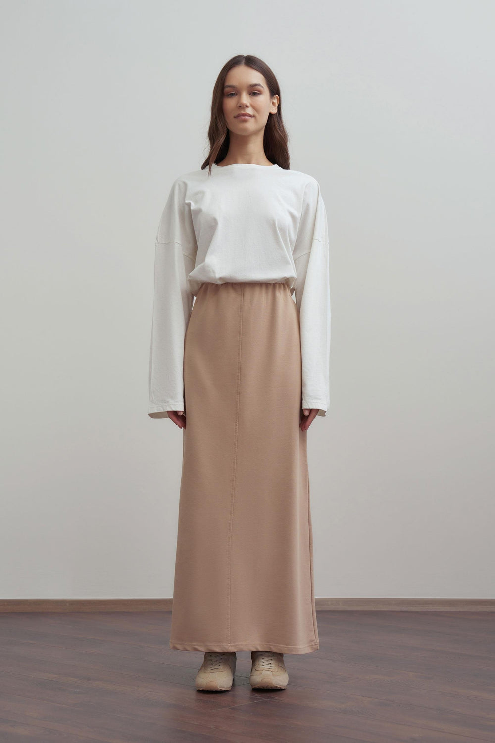Veronica Maxi Modest Skirt | Beige