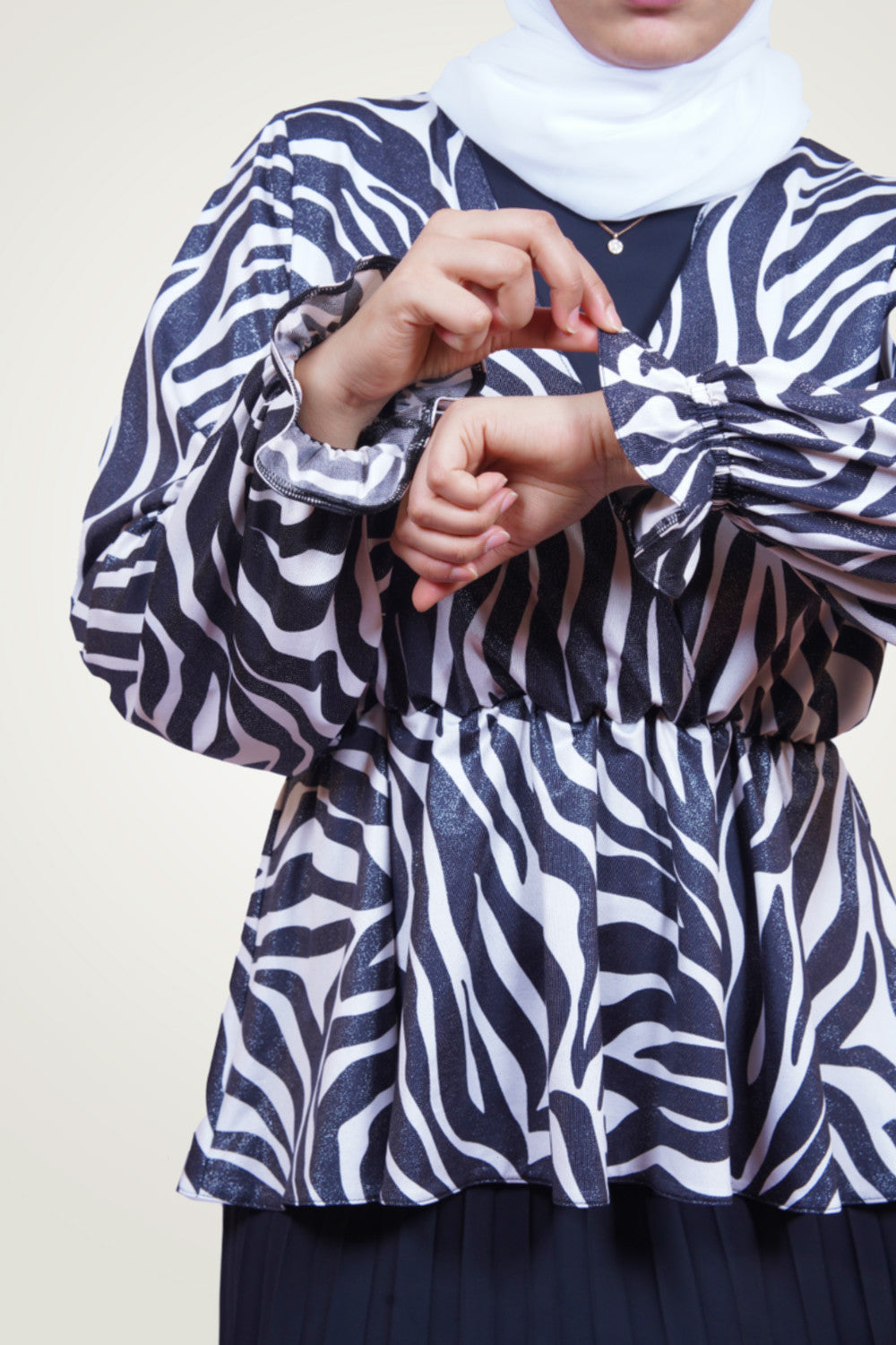 Sabiyya Zebra Modest Skirt Set | Black