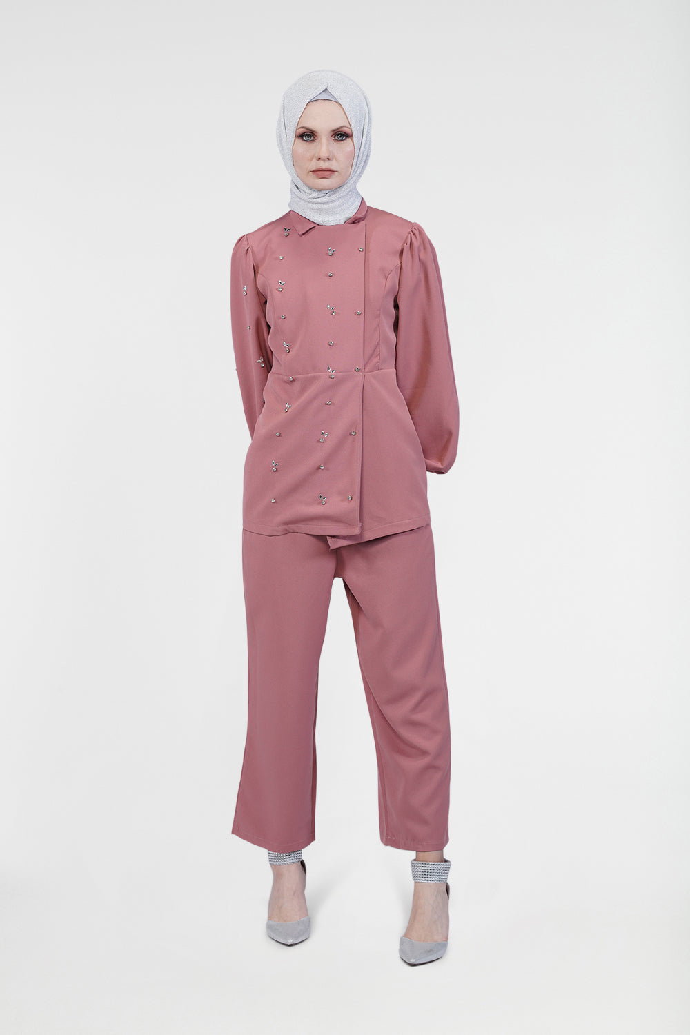 Double Breasted Relaxed Modest Pant Set | Dana Fashion