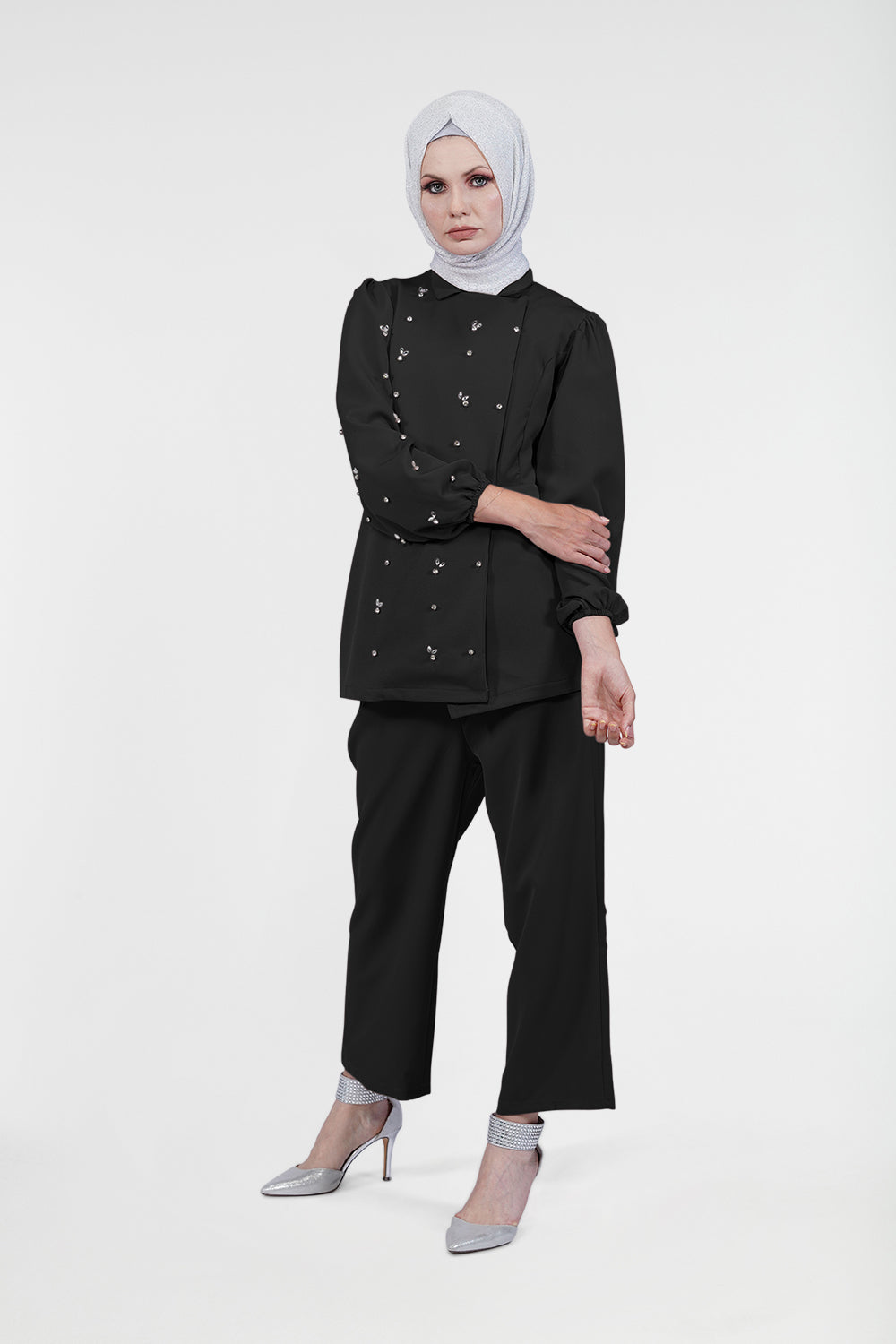 Double Breasted Relaxed Modest Pant Set | Dana Fashion