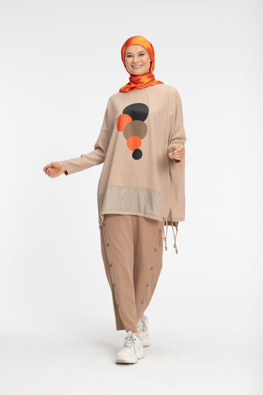 ‘BISMA’ Circle Top | Beige Top Dana Fashion 