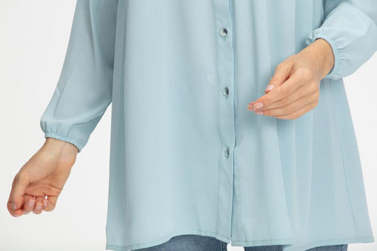 ‘ELLA’ Button Up Top | Baby Blue Top Dana Fashion 