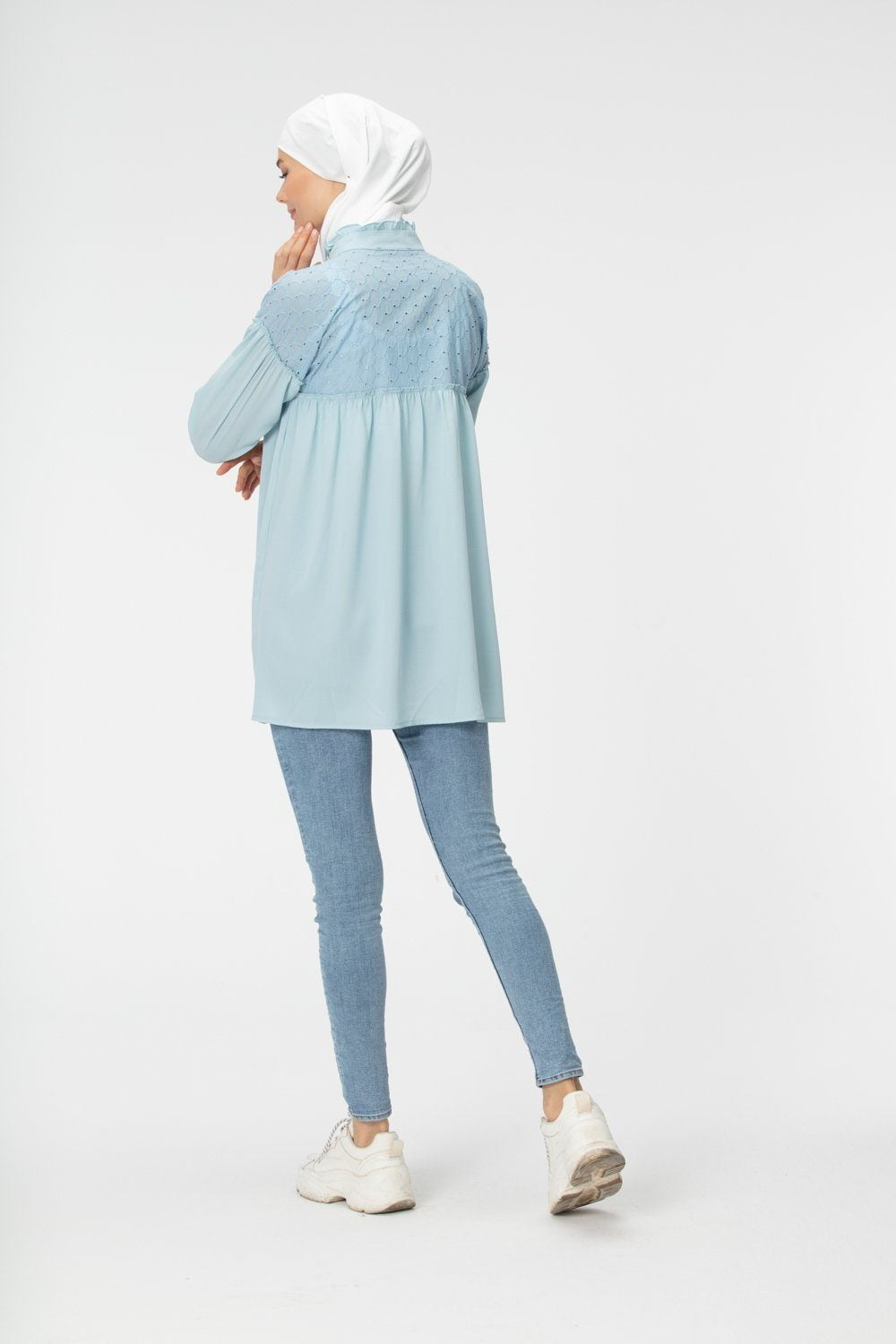 ‘ELLA’ Button Up Top | Baby Blue Top Dana Fashion 