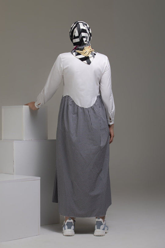 Gray Striped Garnished Dress Top Dana Fashion 