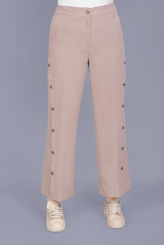 ‘MAYBELLA’ Buttoned Flowy Pants| Beige Pants Dana Fashion 