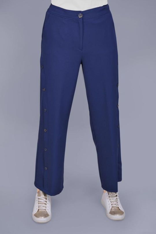 ‘MAYBELLA’ Buttoned Flowy Pants| Navy Pants Dana Fashion 